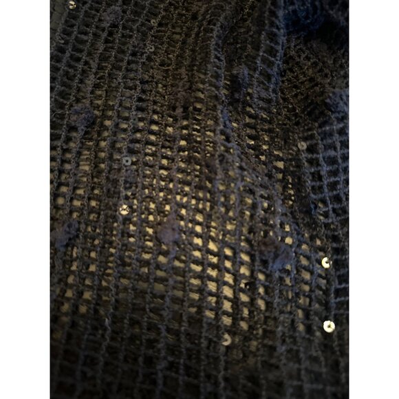 Pretty Woman Black Open Knit Sequin Sparkle Wrap Cardigan One Sz Goth Whimsygoth - Picture 2 of 4